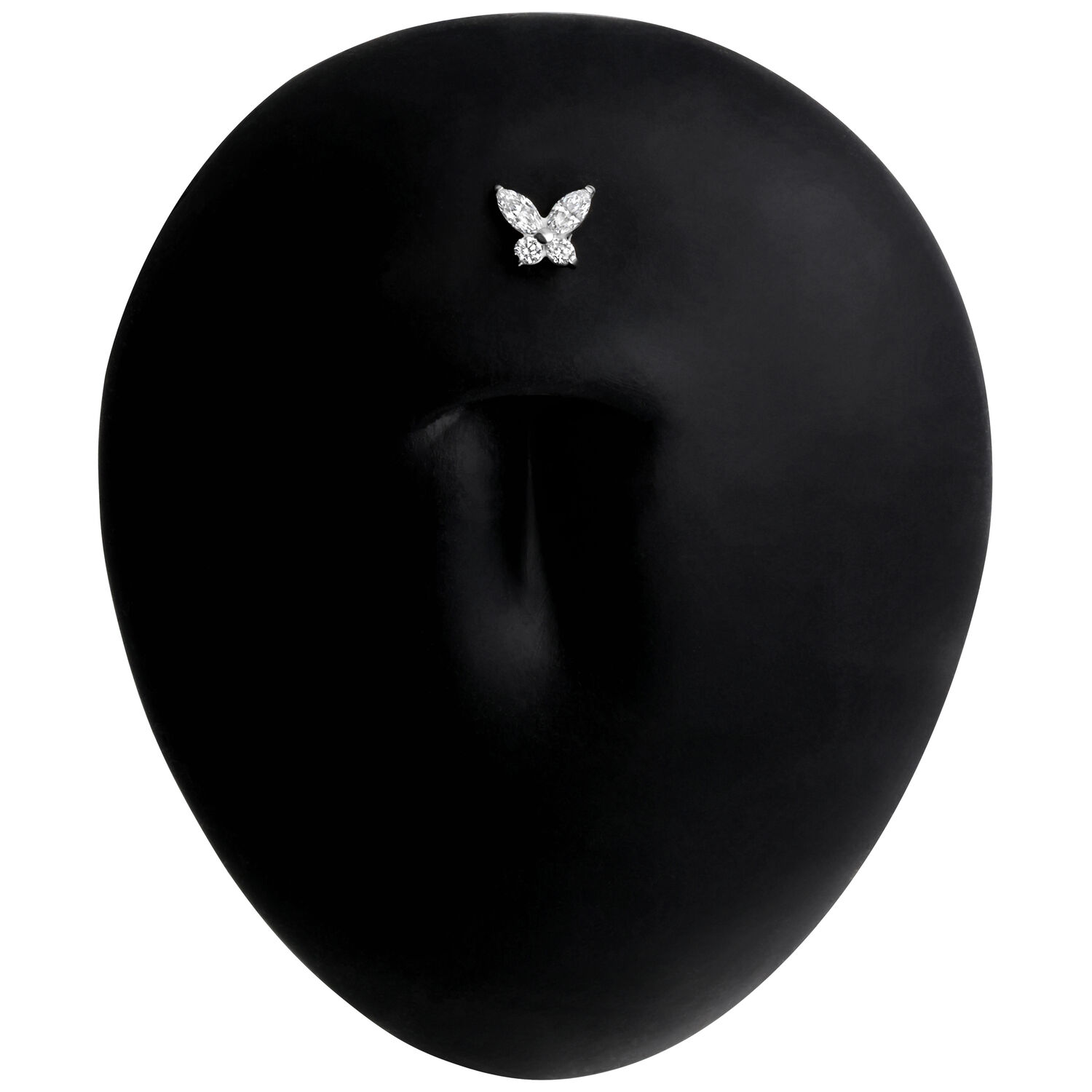 Labret courbé en titane Push Fit noir Piercing labret en titane noir avec motif papillon sur fond noir