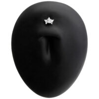 Labret courbé en titane Push Fit noir Labret en titane noir avec design de feuille argentée sur fond noir