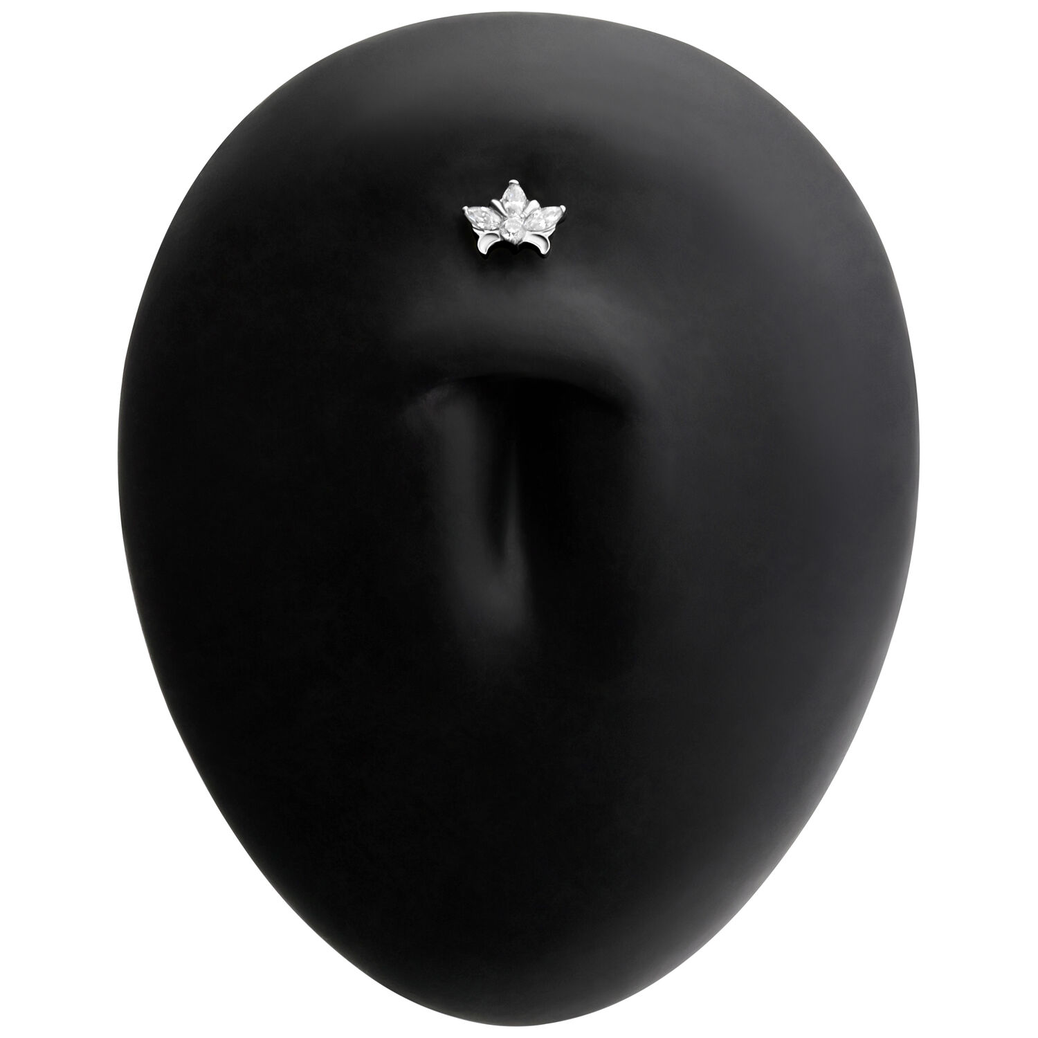 Labret courbé en titane Push Fit noir Labret en titane noir avec design de feuille argentée sur fond noir