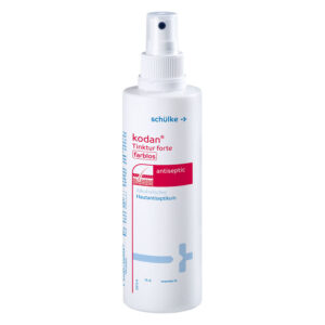 Flacon spray blanc Kodan Tinktur Forte incolore sur fond blanc