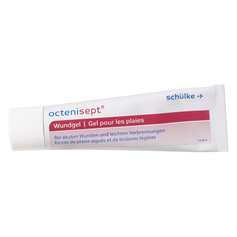 Octenisept gel pour plaies 20 ml de Schülke Tube blanc Octenisept gel pour plaies 20 ml sur fond blanc