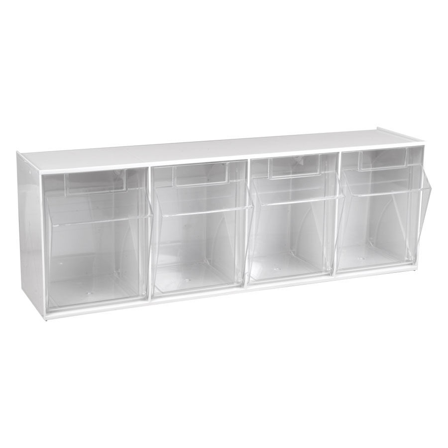 Stala Set 4 blanc avec compartiments transparents Stala Set 4 blanc avec quatre compartiments transparents sur fond blanc