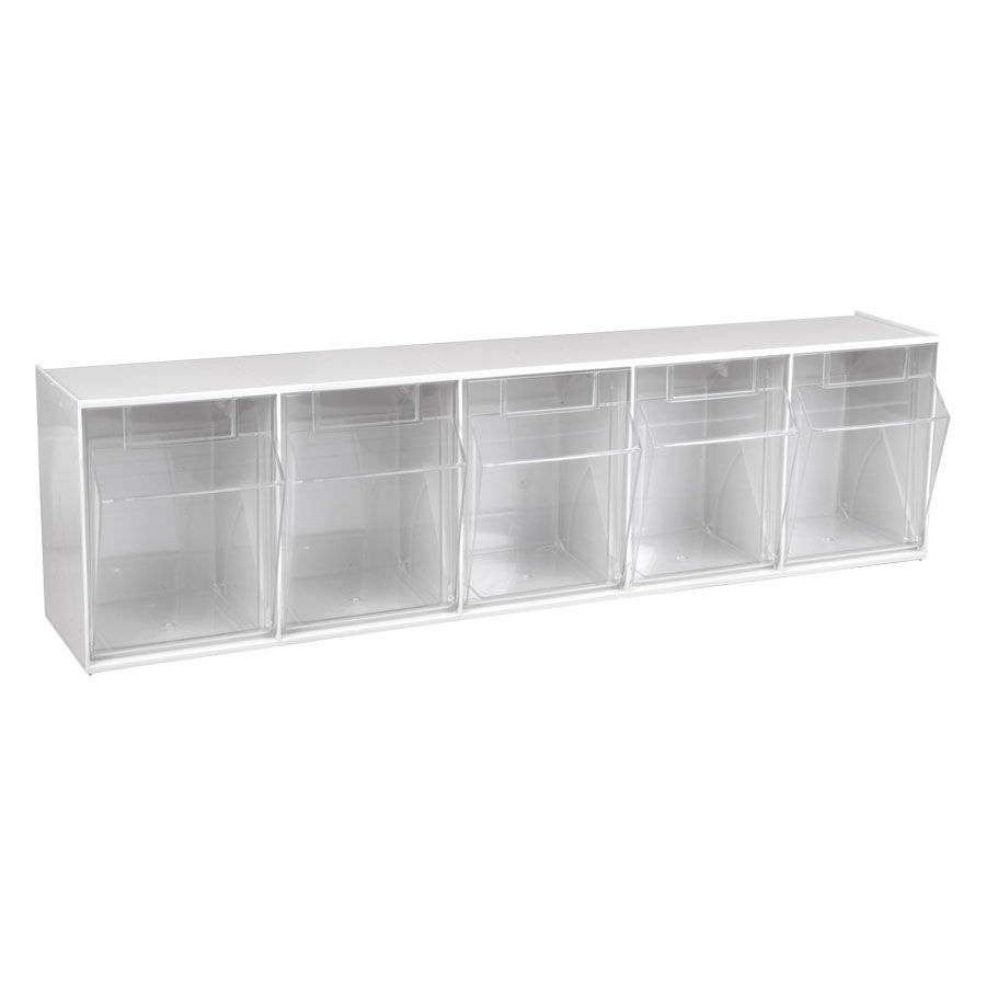 ST S5 Stala Set 5 blanc 601x160/132 Display ST S5 Stala Set blanc avec cinq compartiments transparents sur fond blanc