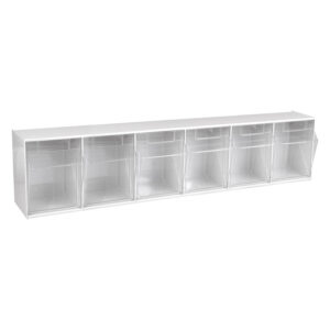 Stala Set blanc à six compartiments en plastique transparent sur fond blanc