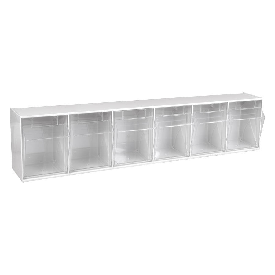 Stala Set 6 blanc avec 6 compartiments Stala Set blanc à six compartiments en plastique transparent sur fond blanc