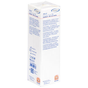 Emballage blanc de compresses de gaze non stériles de la marque MaiMed sur fond blanc
