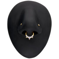 Clicker de Septum Marquise en Or avec Cristaux Clicker de Septum Marquise en or avec cristaux scintillants sur modèle noir