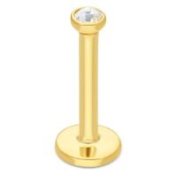 Labret en or 18K avec pierre cristalline Labret en or 750 avec pierre cristalline sur fond blanc