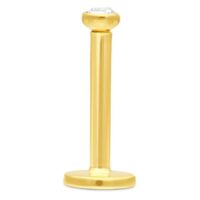 Labret en or 18K avec cristal Labret en or 18K avec cristal clair sur fond blanc