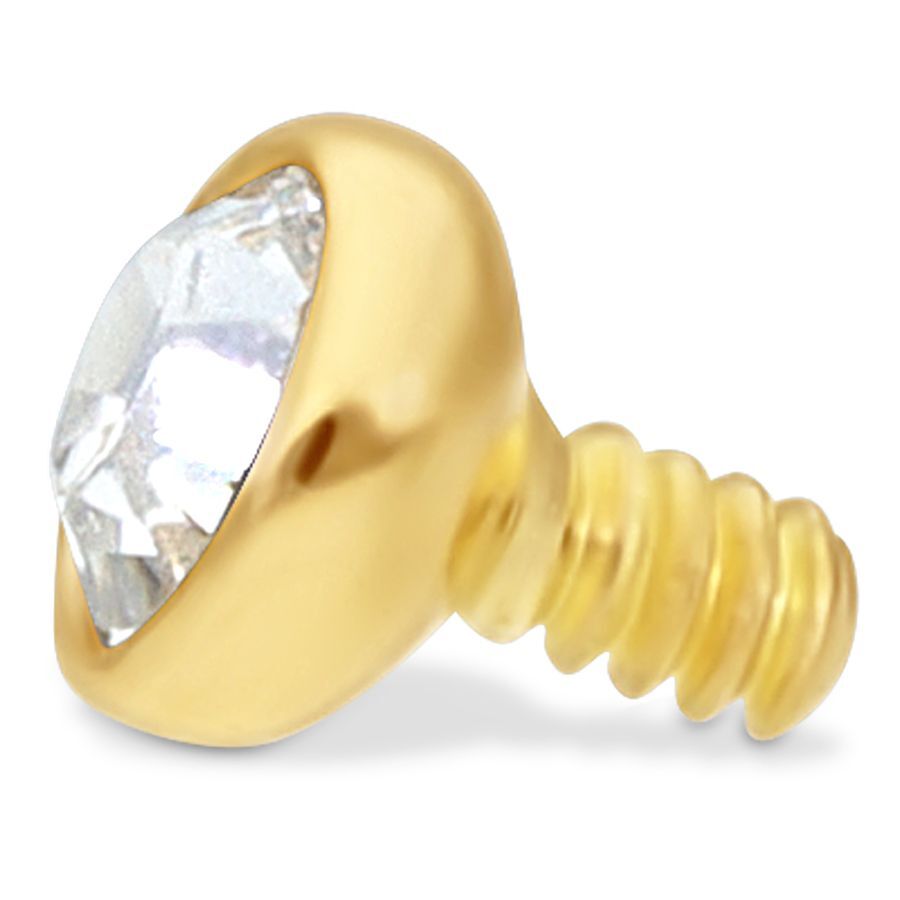 Labret en or 18K avec cristal clair Labret en or avec cristal clair sur fond blanc