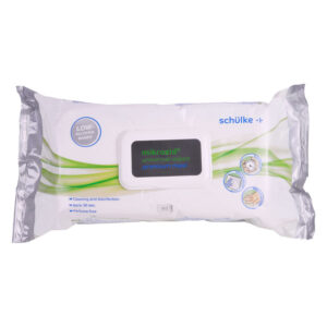 Paquet de 80 lingettes désinfectantes de Schülke, blanc avec des accents verts