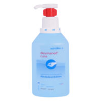 Désinfectant pour les mains Hyclick 500 ml de Wildcat Bouteille bleue de désinfectant pour les mains Wildcat avec pompe blanche sur fond blanc