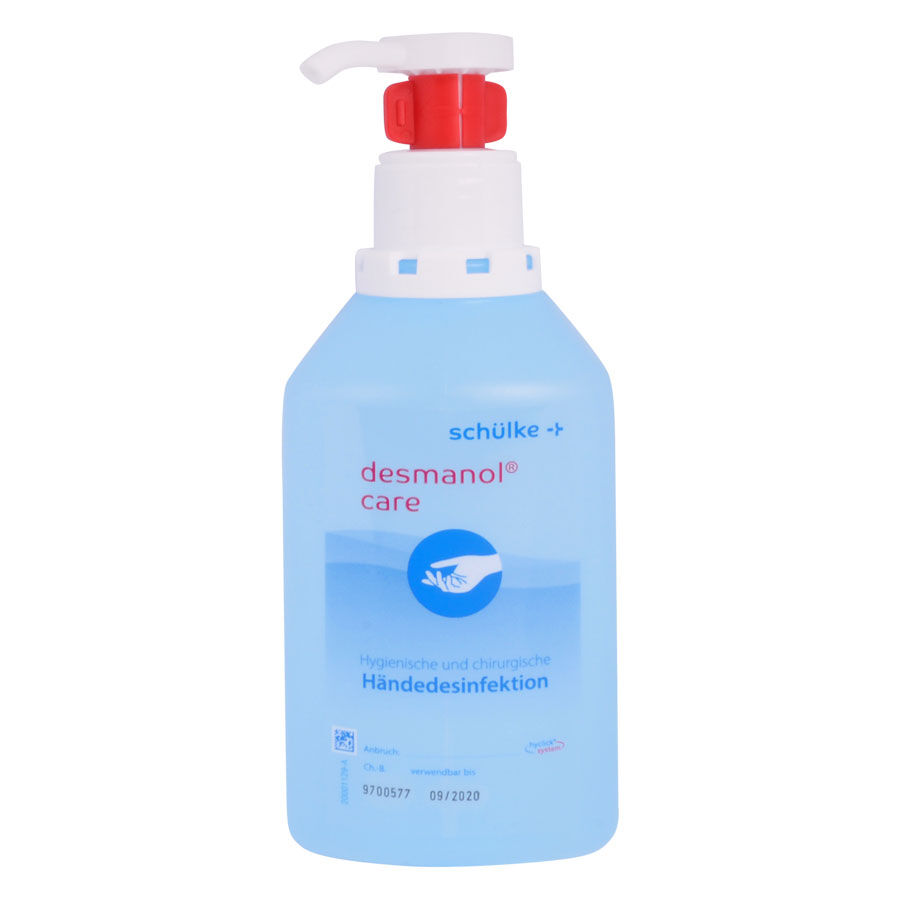 Désinfectant pour les mains Hyclick 500 ml de Wildcat Bouteille bleue de désinfectant pour les mains Wildcat avec pompe blanche sur fond blanc