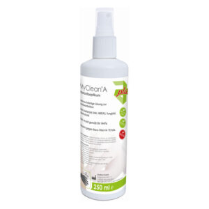 Vaporisateur blanc MyClean antiseptique pour la peau 250 ml sur fond blanc