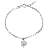 Petit bracelet Smiley en argent Bracelet en argent avec petit pendentif Smiley sur fond blanc