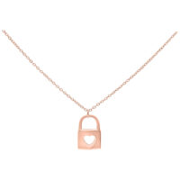 Little Lock chaîne en or rose, 50 cm Chaîne en or rose avec pendentif en forme de cœur sur fond blanc