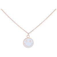 Collier Little White Smiley en or rose Collier en or rose avec pendentif Smiley souriant sur fond blanc