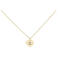 Chaîne Œil Doré Little Dangling Chaîne dorée avec pendentif en forme de cœur et cristal clair