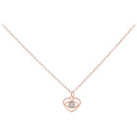 Collier Little Dangling Eye Or Rose 50cm Collier en or rose avec petit pendentif œil et cristal clair sur fond blanc