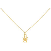 Chaîne Little Spider dorée en acier chirurgical Chaîne dorée avec petit pendentif araignée sur fond blanc