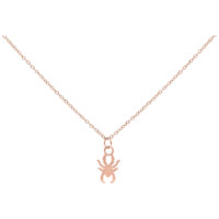 Little Spider Collier en or rose Collier en or rose avec pendentif araignée sur fond blanc