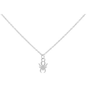 Collier argenté avec petit pendentif araignée sur fond blanc