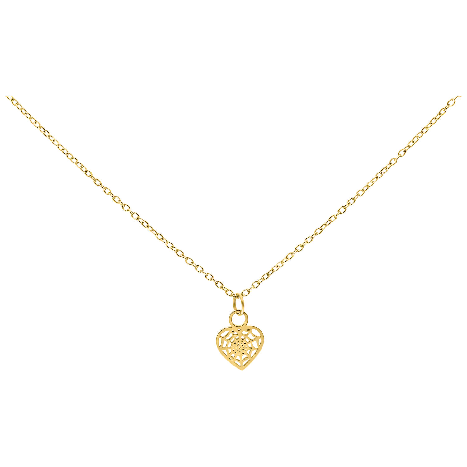 Little Heartweb chaîne en or Chaîne avec pendentif cœur en or sur fond blanc