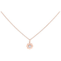 Collier Fleur en Cristal Rosé de Wildcat Collier en or rose avec pendentif fleur et cristal clair sur fond blanc