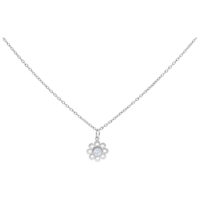 Collier Crystal Flower en acier chirurgical Collier argenté avec pendentif fleur en cristal sur fond blanc