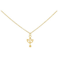 Dangling Lily collier en or en acier chirurgical Collier en or avec pendentif lys suspendu sur fond blanc