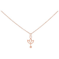 Dangling Lily Collier en or rose Collier en or rose avec pendentif en forme de lys sur fond blanc
