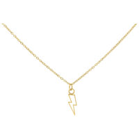 Chaîne Flash dorée en acier chirurgical Collier doré avec pendentif éclair sur fond blanc