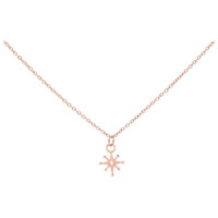 Collier Polar Star en or rose, 50 cm Collier fin Polar Star en acier chirurgical en or rose sur fond blanc