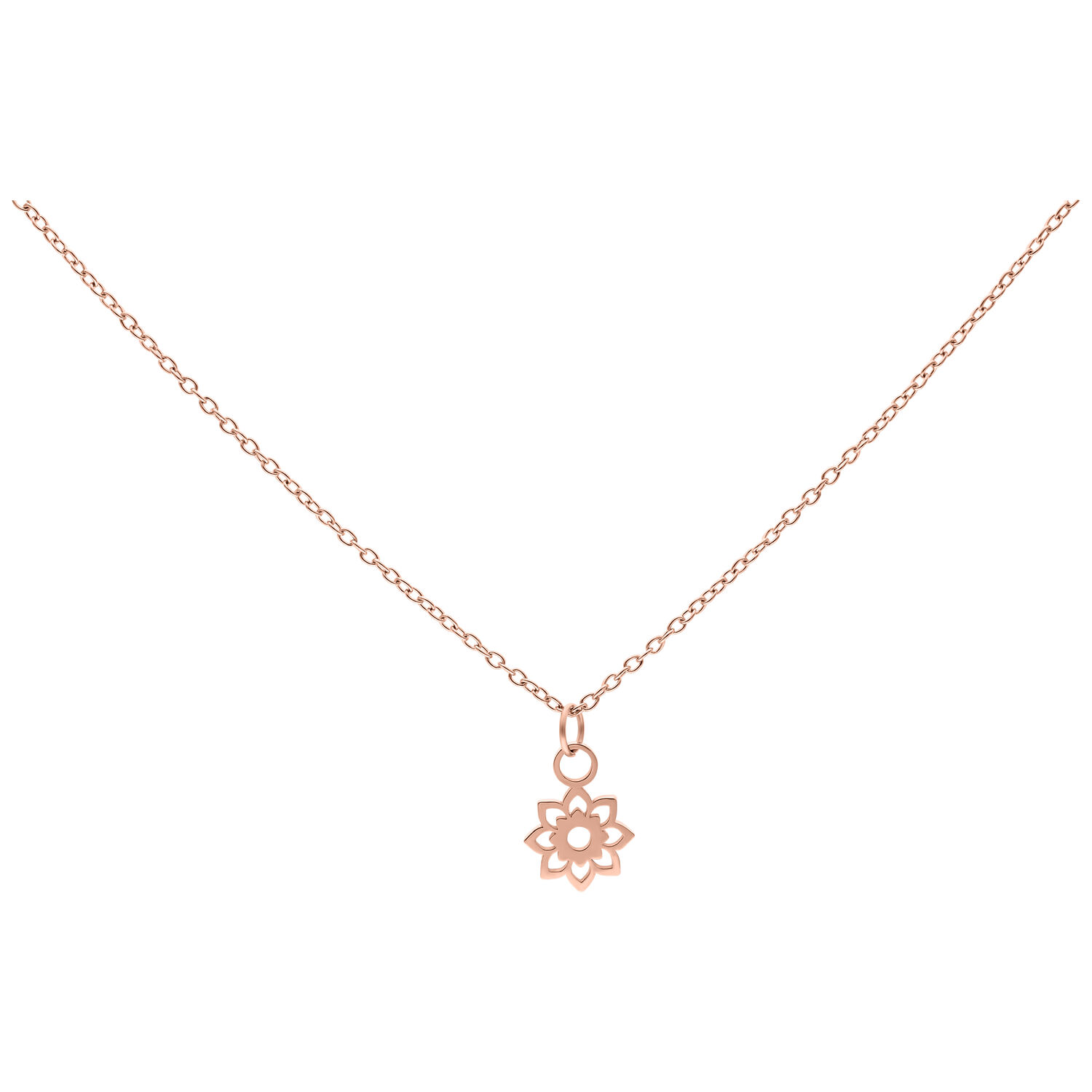 Collier Little Sunflower en or rose 50 cm Collier en or rose avec pendentif tournesol sur fond blanc