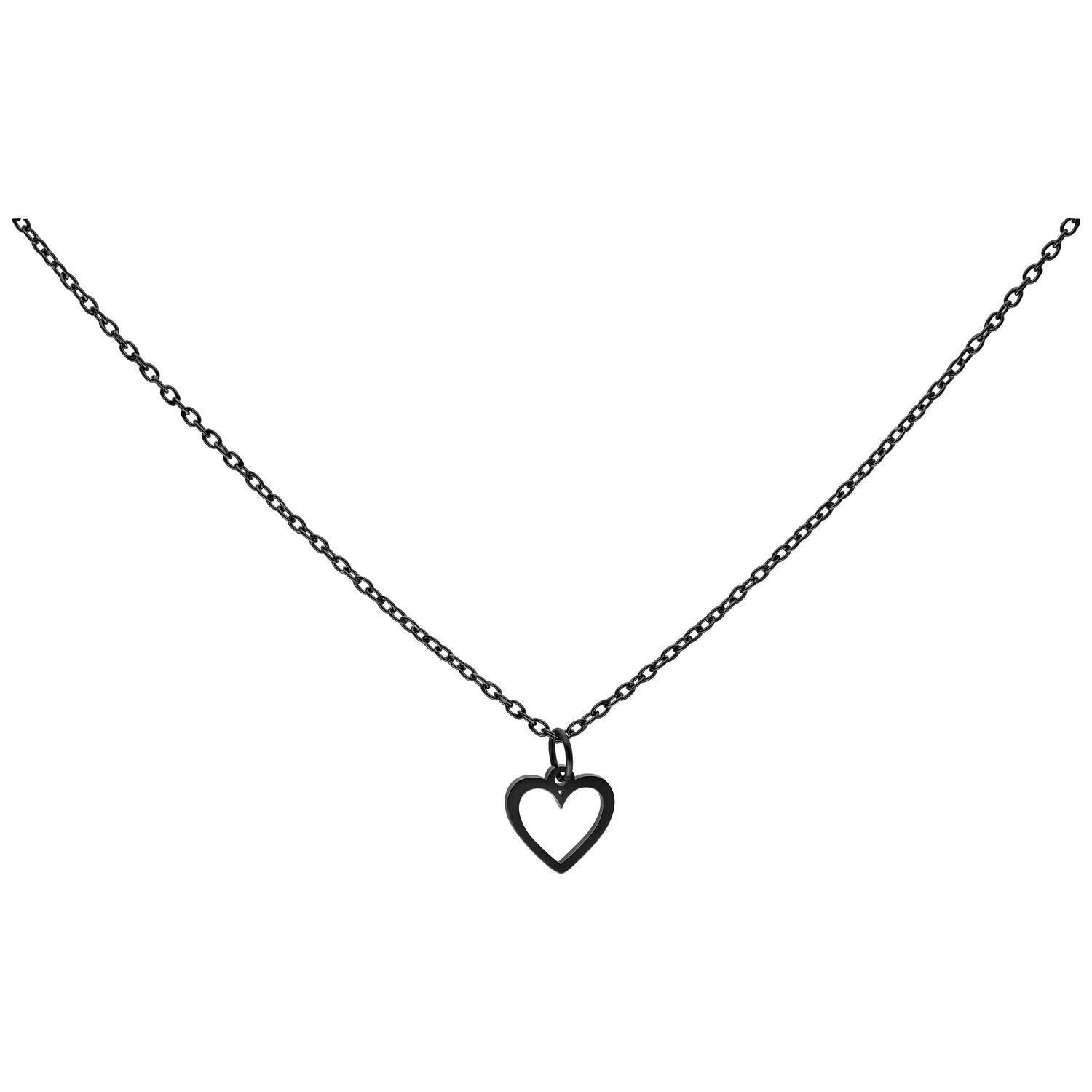 Collier Little Heart en métal noir Collier cœur noir en acier chirurgical sur fond blanc