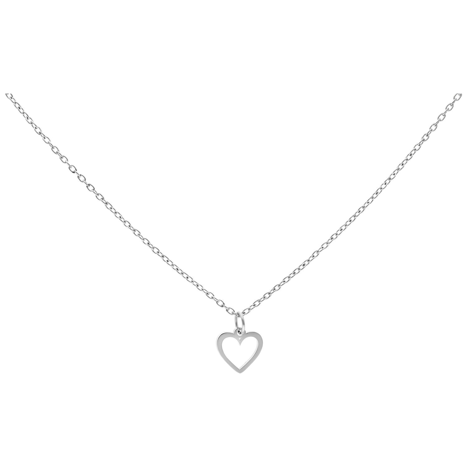 Little Heart collier en acier chirurgical Collier argenté avec petit pendentif cœur sur fond blanc
