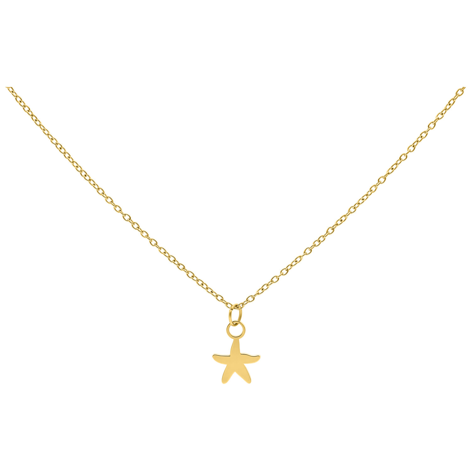 Little Starfish collier en or, 50 cm Collier doré avec petit pendentif étoile de mer, fond de studio