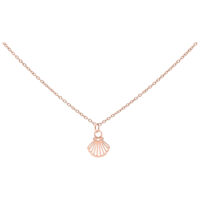 Little Shell collier en or rose, 50 cm Collier en acier chirurgical avec pendentif coquillage en or rose sur fond blanc
