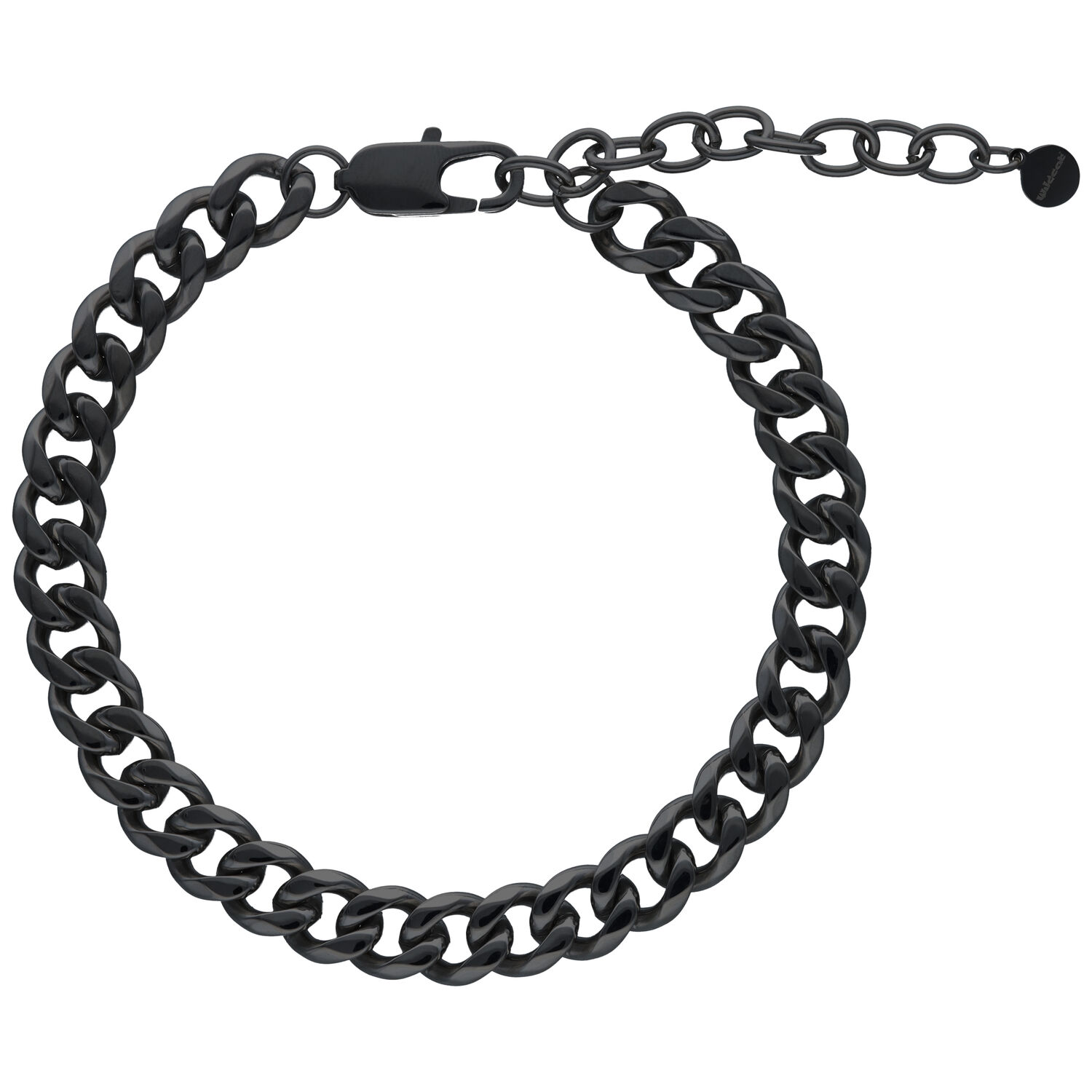 Chaîne de cheville plate noire ajustable Chaîne de cheville plate noire ajustable en acier chirurgical sur fond blanc