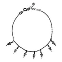 Chevillière noire serpent, ajustable Chevillière noire en acier chirurgical avec pendentifs serpent sur fond blanc