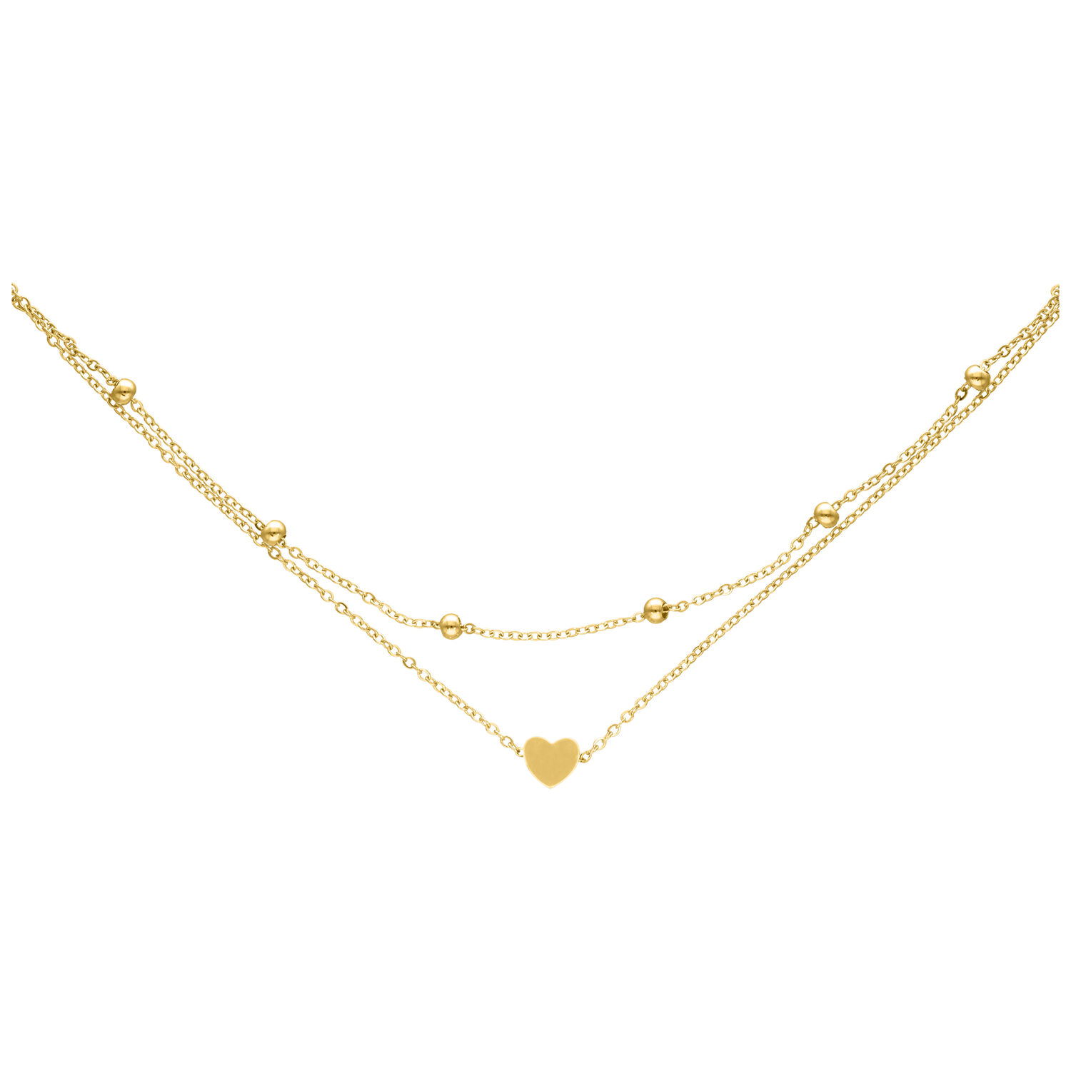 Chaîne de cheville avec pendentif cœur doré Chaîne de cheville dorée avec petit pendentif cœur sur fond blanc