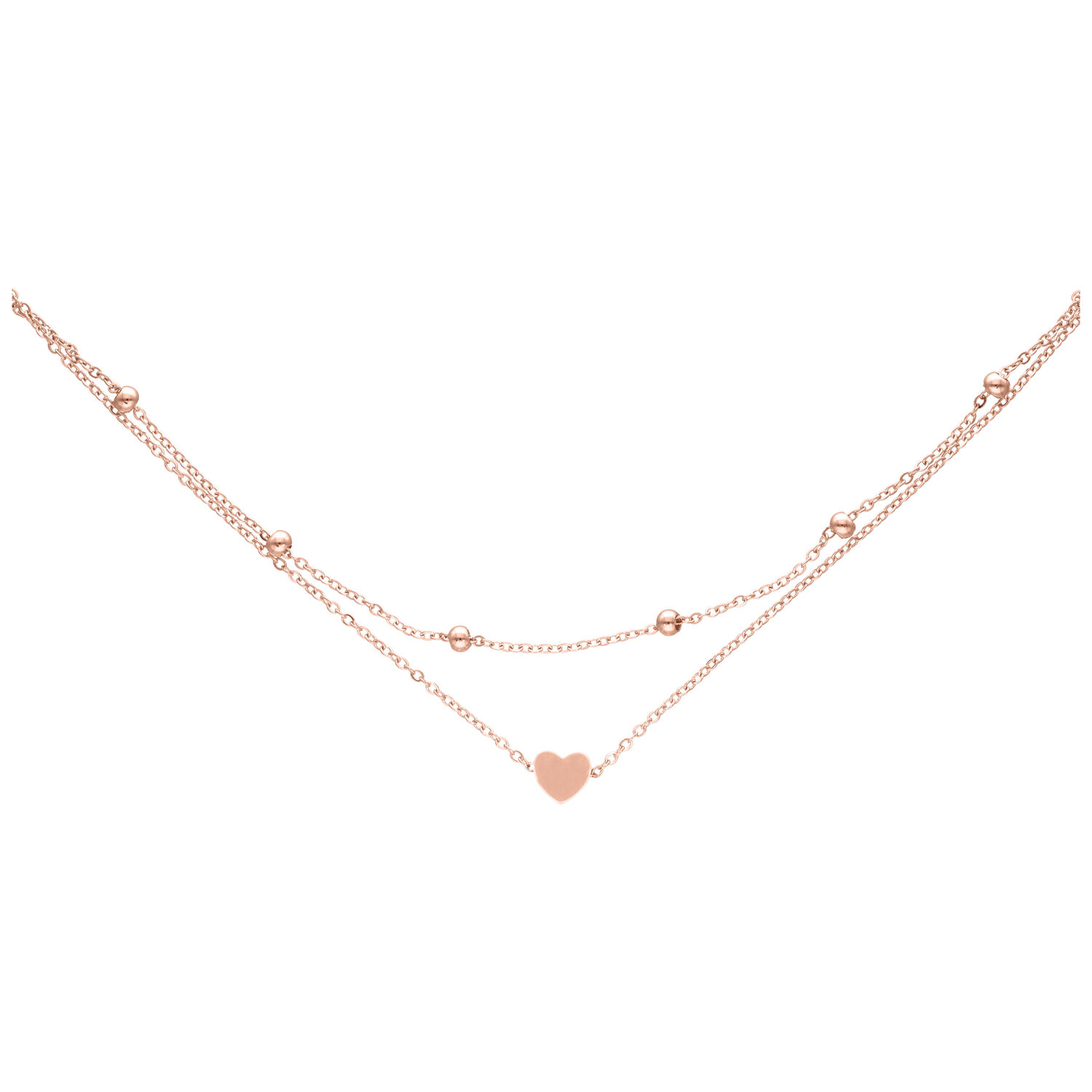 Bracelet de cheville Little Heart en or rose Bracelet de cheville en or rose avec pendentif cœur et longueur réglable, sur fond blanc