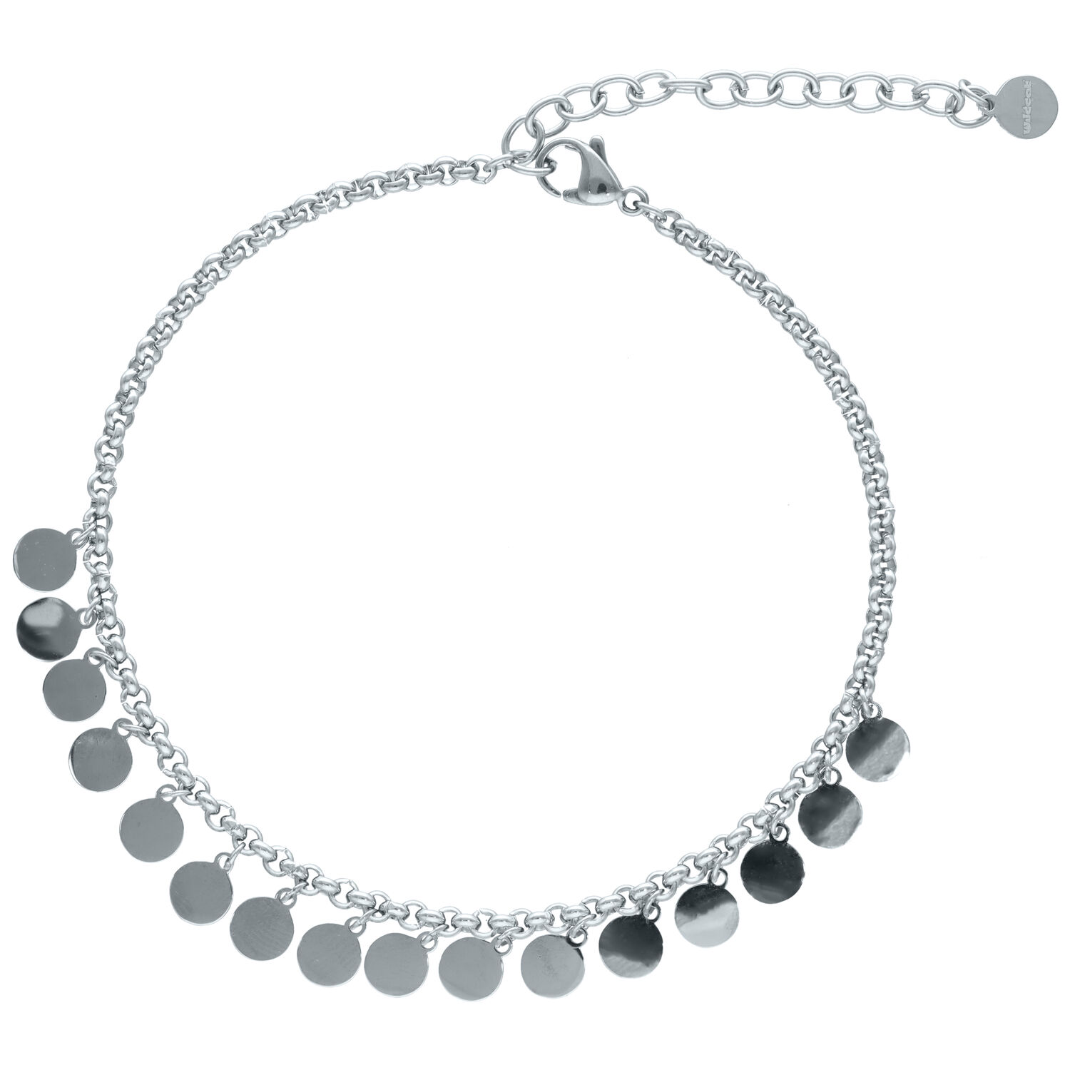 Bracelet de cheville en argent délicat Bracelet de cheville en argent avec pendentifs ronds sur fond blanc