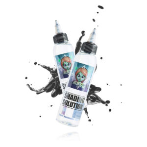Deux bouteilles de Auafee Shading Solution sur fond blanc avec encre noire