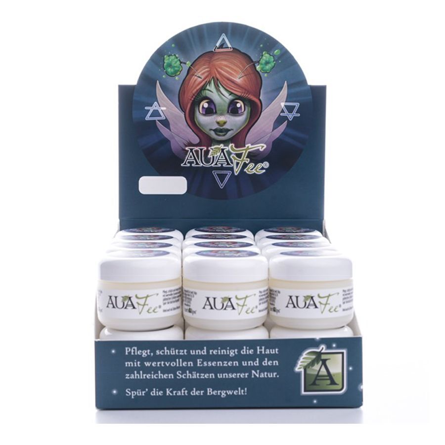 Auafee Premium Skincare Box Display Présentoir avec boîtes Auafee Skincare, pots blancs, emballage coloré