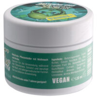 Boîte ronde blanche avec étiquette verte et inscription 'PRO Sensible avec Arnica', 120ml