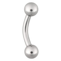 Bananabell en argent en acier chirurgical Bananabell courbé en argent avec deux boules sur fond blanc