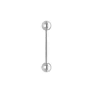 Barbell argenté avec deux boules sur fond blanc