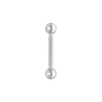 Barbell basique en acier chirurgical, argent Barbell argenté en acier chirurgical sur fond blanc