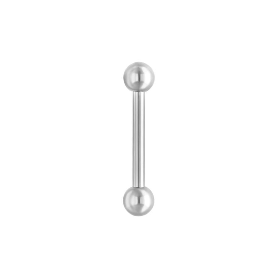 Barbell basique en acier chirurgical, argent Barbell argenté en acier chirurgical sur fond blanc